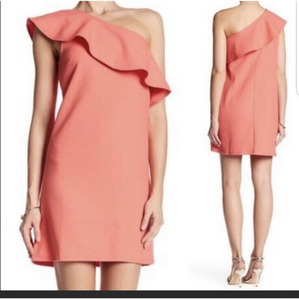 Cupcakes and Cashmere Coral One Shoulder Dress Small